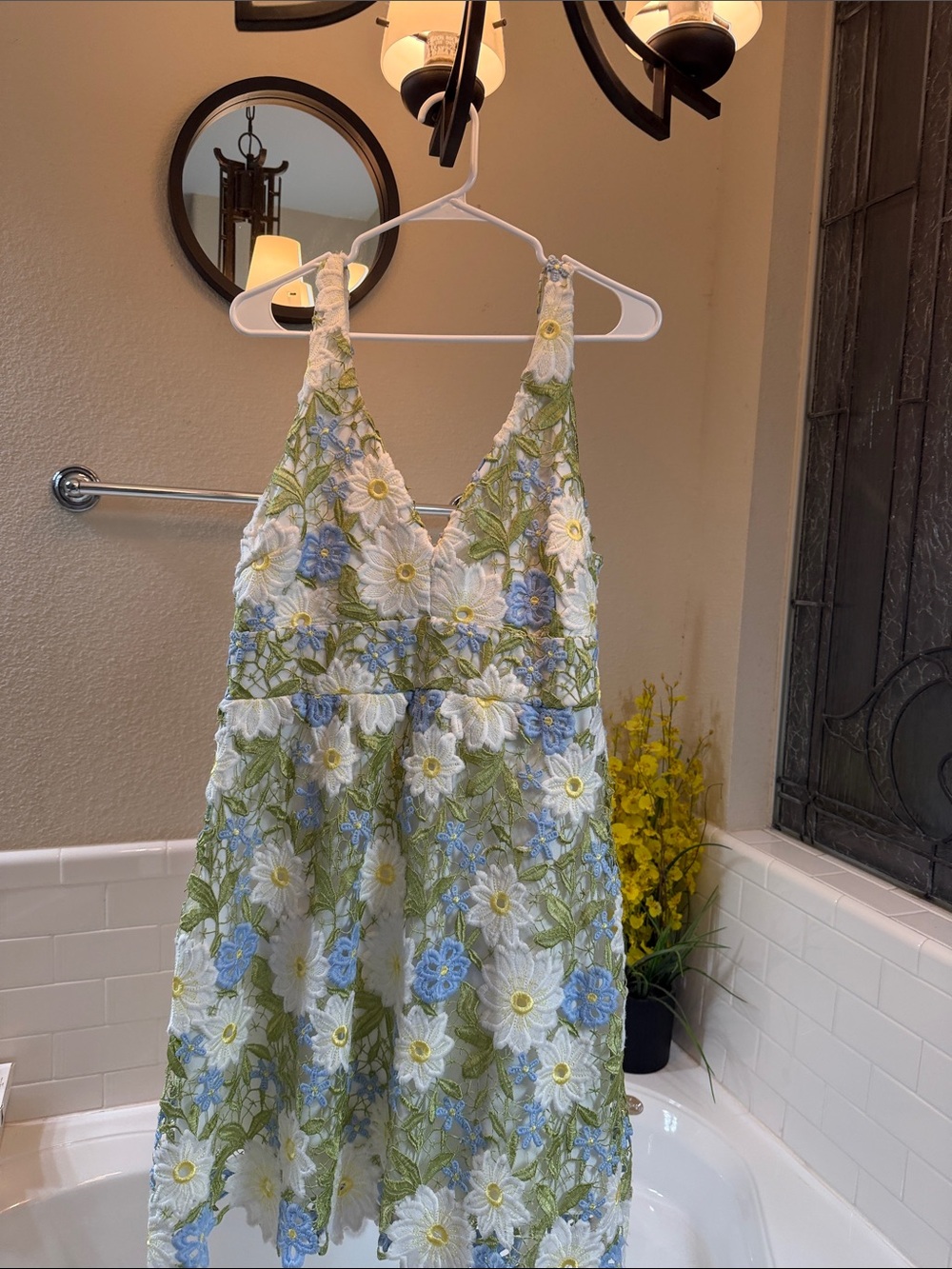 Aqua Embroidered Dress. NEW w o tags . Large